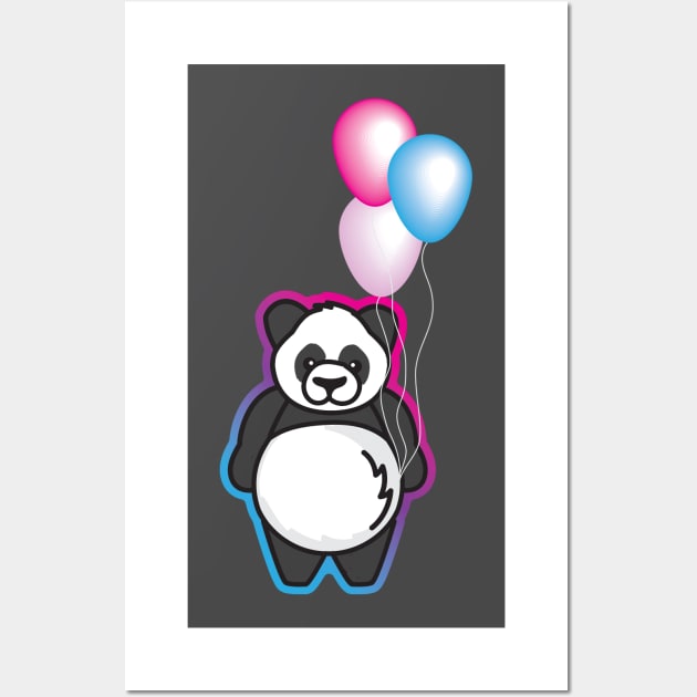 Pandaloons - Panda Bear with balloons Wall Art by Vin Zzep